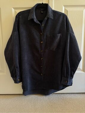 NWOT Forever 21 Oversized Corduroy Shirt Jacket - Dark Blue